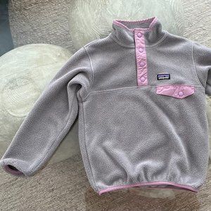 Girls Lightweight Synchilla Snap T Pullover-Used Light Grey/Pink XS